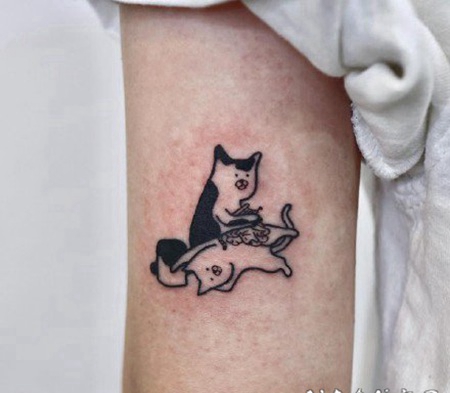 小猫咪纹身 9组很可爱的小清新小猫咪纹身图片