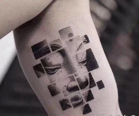 很优秀的精致几何拼接纹身图案