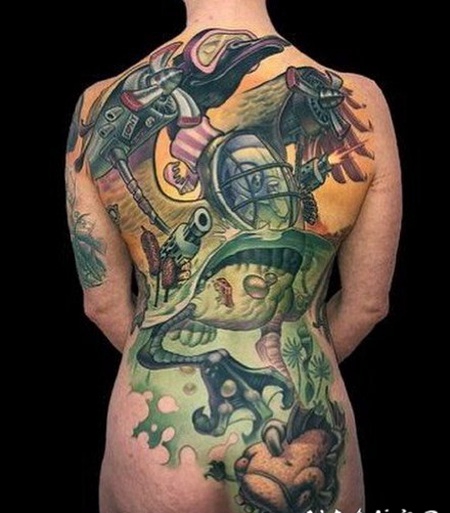 1传统风格等大面积纹身作品欣赏