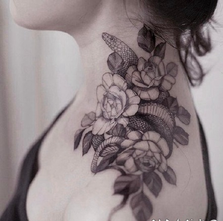 1女神的素花纹身作品图片欣赏