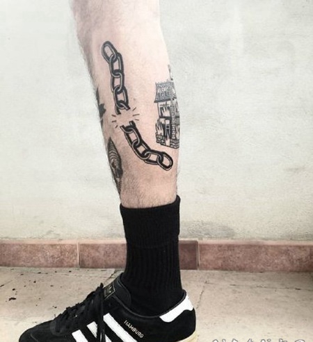 铁链纹身：铁链主题的小纹身图片