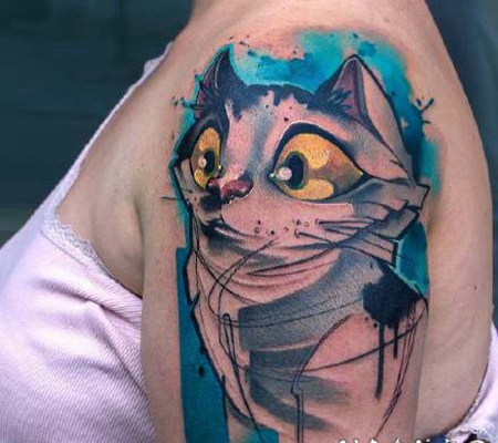 水彩与newschool风格结合的创意纹身图片