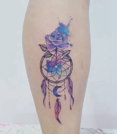 捕梦网刺青 唯美的小清新女生捕梦网图案