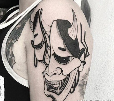 创意个性风格的黑灰般若纹身图案