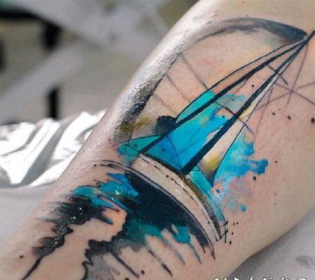 2水彩泼墨系列的漂亮纹身图片