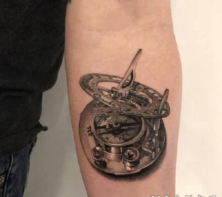 小臂钟表纹身 1欧美风格包臂钟表纹身图案