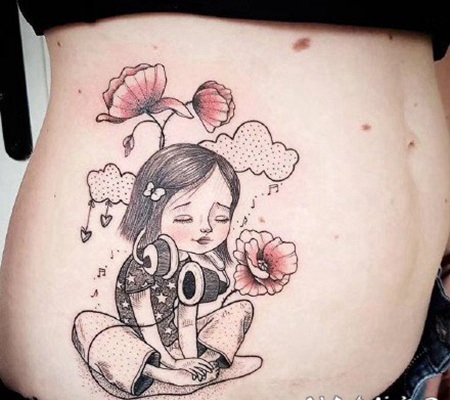 适合萌妹纸的卡通小姑娘纹身图片