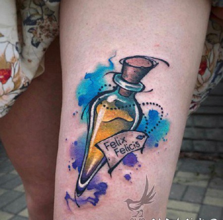 水彩小纹身 唯美的水彩色纹身图片