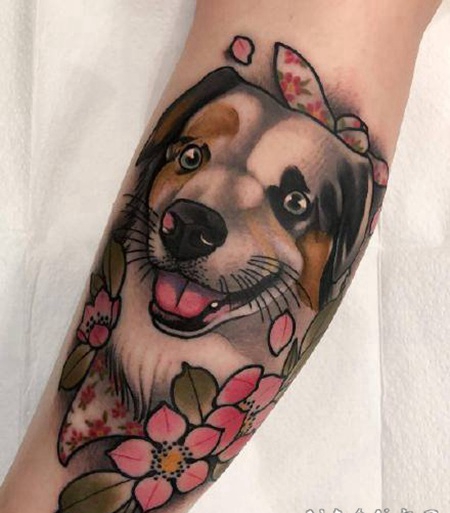 school动物纹身 newschool风格的狗等写实动物图片