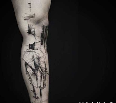 黑灰水墨纹身 飘逸的中国风水墨纹身图片