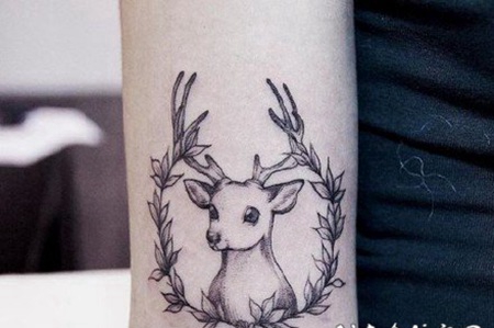 小鹿头纹身 小清新的小鹿和鹿头纹身图片