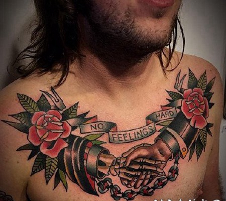 1好看的胸部花胸纹身图案作品