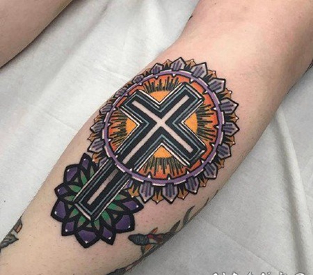 school风格的点刺梵花纹身图片