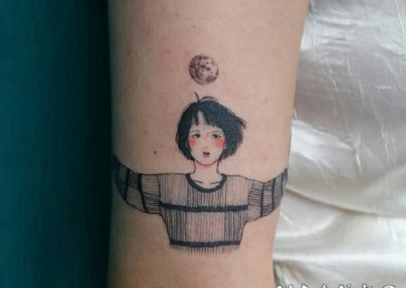 很可爱的卡通时尚小女孩纹身图片