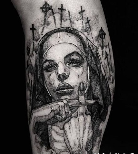 暗黑主题的人物女郎纹身图案