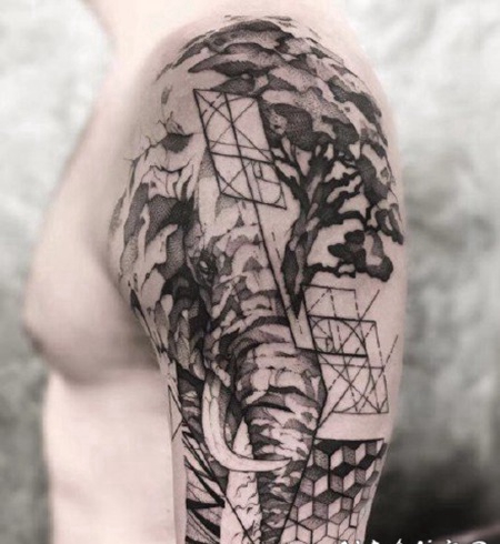 包臂设计纹身 好看的包臂设计点刺纹身图片