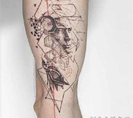 纹身点线图 很有设计感的小臂点刺线条设计纹身图案