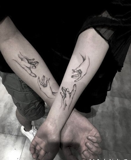 恋人纹身图 小清新成对情侣纹身图片