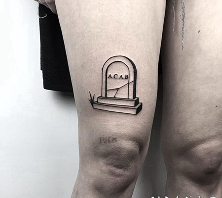 墓碑纹身图 阴森恐怖的墓碑纹身图案