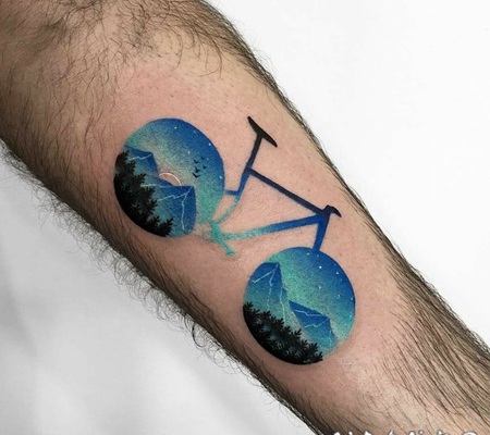 自行车纹身图案 简单有创意的自行车纹身图案