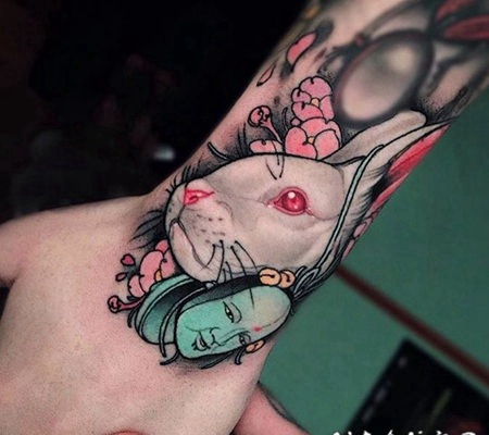 日式纹身图案动物 别致而又奇特的日式白化动物纹身图案