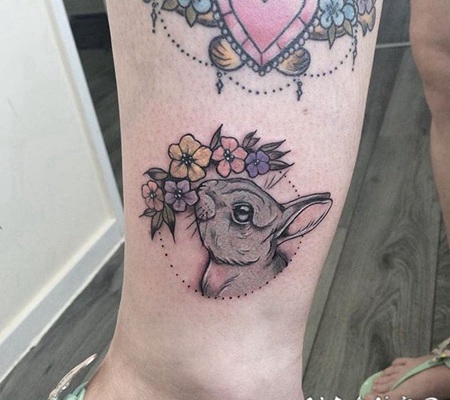 可爱兔子纹身 温和灵动的兔子纹身图案