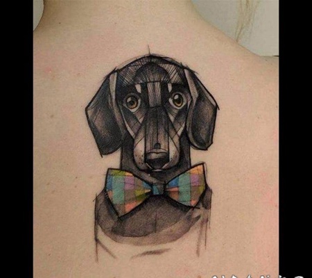 狗纹身图案 各种不同色调与风格的小狗纹身图案