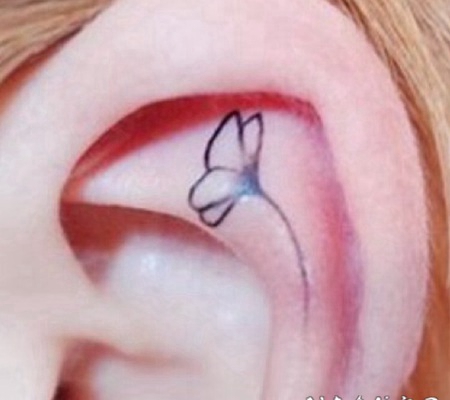 纹身耳朵小图 技巧性十足的迷你耳朵纹身图案