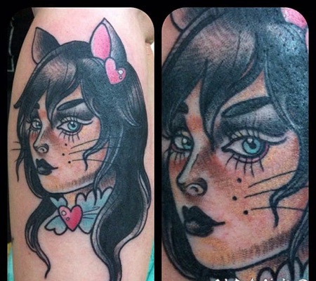 猫女纹身图 迷人的猫女主题纹身图案