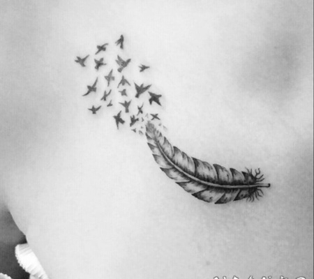 羽毛纹身图 轻柔而又精致的羽毛纹身图案
