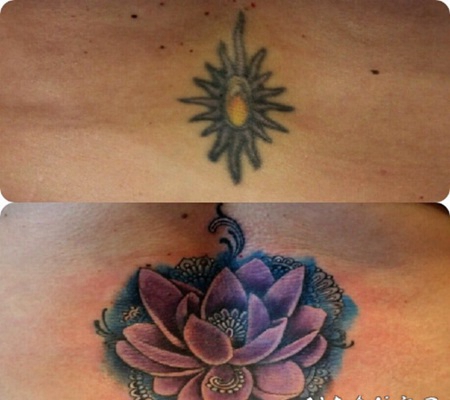 纹身莲花图片 濯清涟而不妖的莲花纹身图案