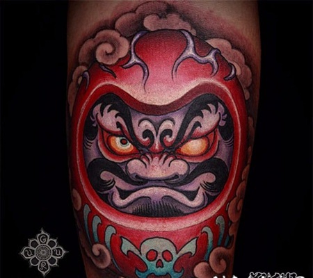 日式达摩纹身 奇特而又神秘的达摩吉祥娃娃纹身图案