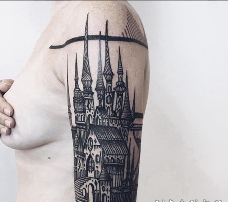 建筑物纹身 造型奇特的建筑物纹身图案