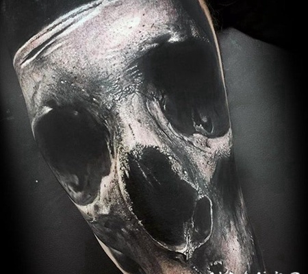 恐怖纹身图案 令人恐惧的写实骷髅纹身图案