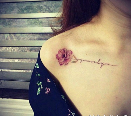 锁骨纹身图案 十分小清新的女生锁骨纹身图案