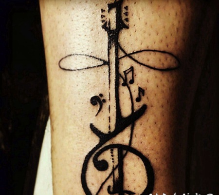 音乐符号纹身 婉转动听的音乐主题纹身图案