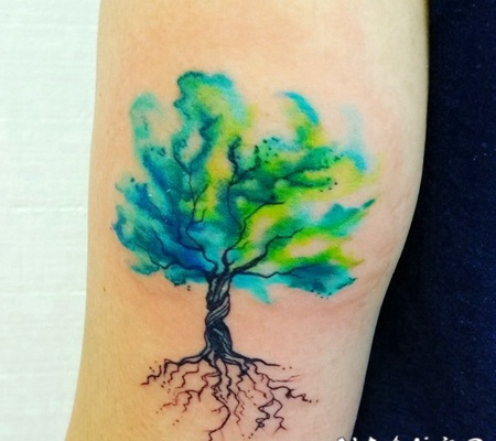 水彩纹身图片 水色交融的水彩纹身图案