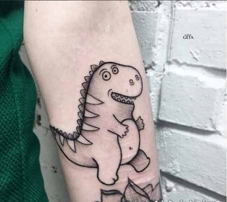 恐龙纹身图案 可爱卡通的小恐龙纹身图片