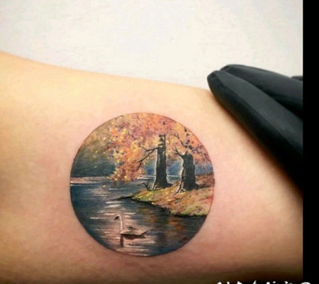 风景纹身图案 山水风景小图纹身图案