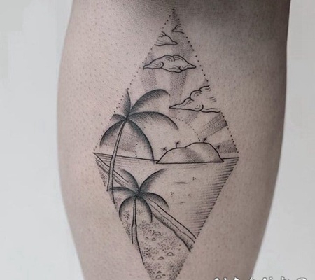 椰树纹身图 简约与多彩并存的椰树纹身图案