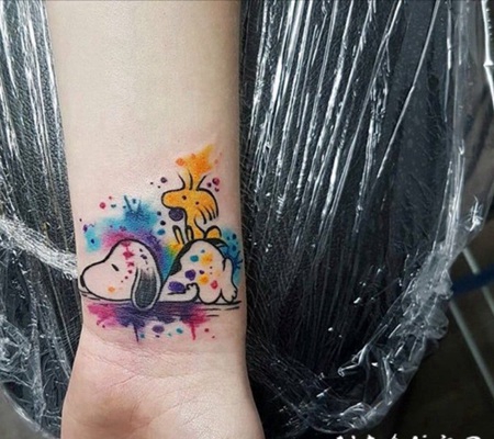 泼墨水彩纹身 颜色丰富流光溢彩的水彩色泼墨纹身图案