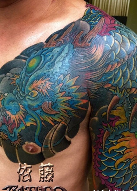 纹身龙图案 传统炫丽多彩形态各异的龙纹身图案