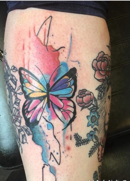 水彩纹身图片 随意而又唯美的水彩泼墨纹身图案