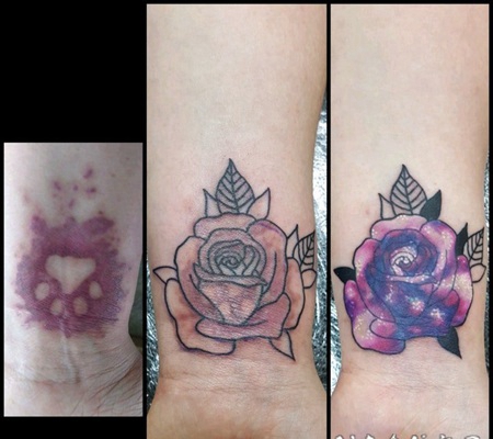 玫瑰图案纹身 写实技巧的唯美玫瑰纹身图案