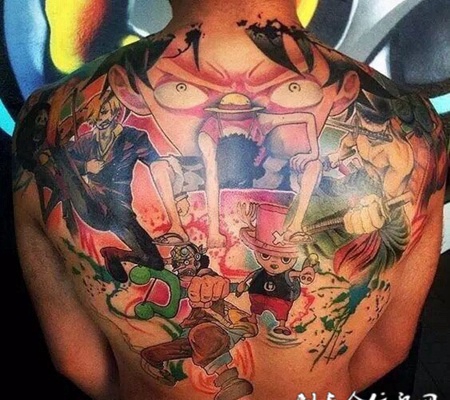 海贼粉首选，满背海贼王纹身