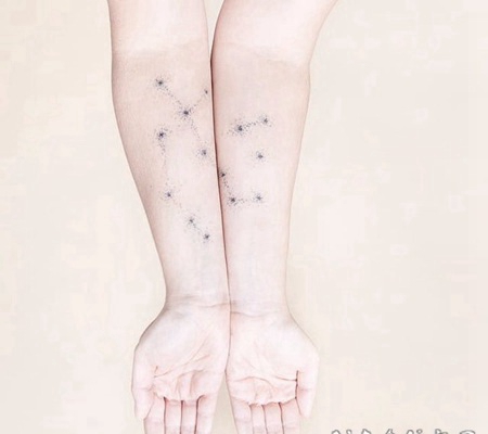 各星座纹身 点刺与线条结合的简单星座纹身图案