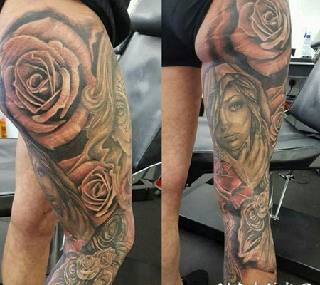 玫瑰图案纹身 娇艳而又美丽的玫瑰纹身图案