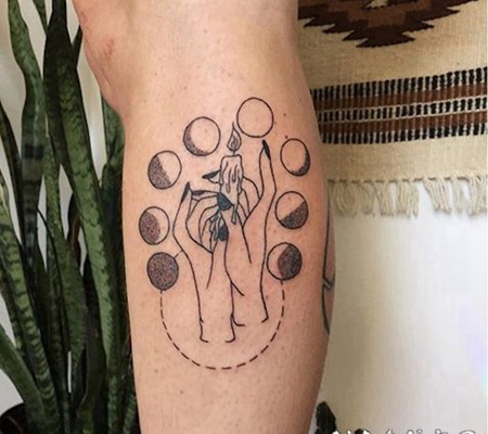 纹身月亮 寄语相思之情的月亮主题纹身图案