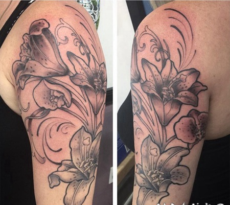 百合花纹身图案 象征着冰清玉洁的百合花纹身图案