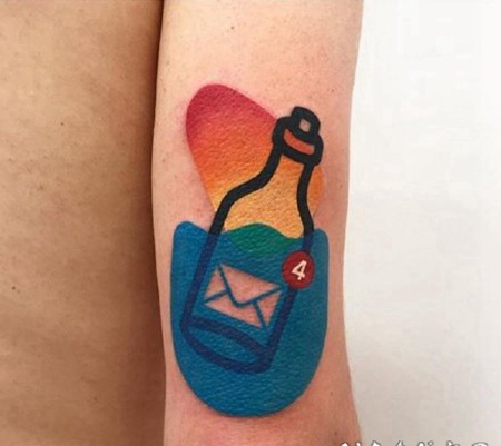 彩色的矢量插画纹身图